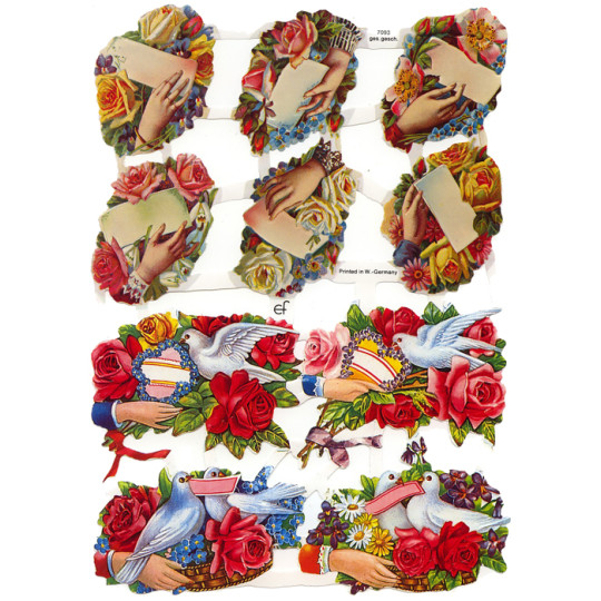 Calling Card and Dove Basket Scraps ~ Germany